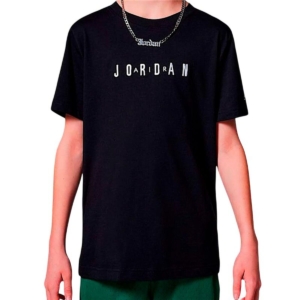 Børne Kortærmet T-shirt Jordan Mj Wordmark Emb Crew Sort