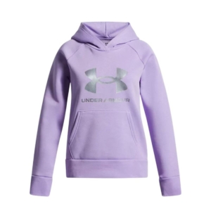 Sweatshirt med hætte til piger Under Armour Rival Flc Shimmer Hdy Lavendel