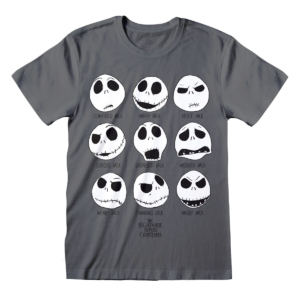 Unisex Kortærmet T-shirt The Nightmare Before Christmas Many Faces Mørkegrå
