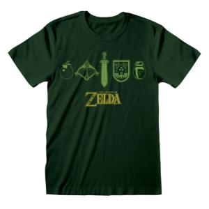 Unisex Kortærmet T-shirt The Legend of Zelda Icons Mørk grøn