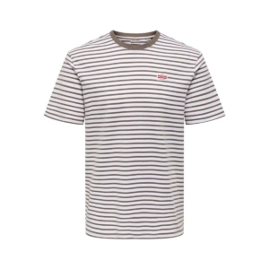 Kortærmet T-shirt til Mænd Only & Sons Onsdawson Reg Stripe Lys brun