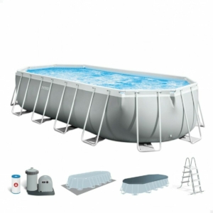 Pool Aftageligt Intex Prism Frame 610 x 122 x 305 cm 610 x 305 x 122 cm 18.202 l Grå Oval