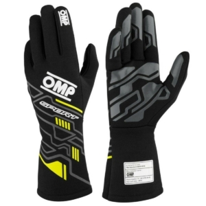 Karting Gloves OMP MY2025 Gul Sort FIA 8856-2018