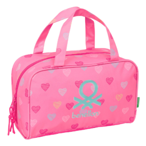 Rejsetoilettaske Benetton Heart Pink 31 x 14 x 19 cm