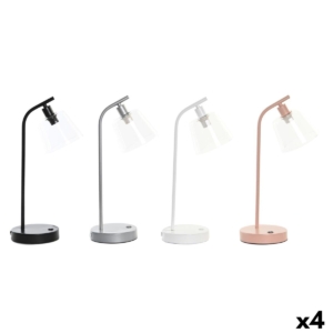 Bordlampe DKD Home Decor 22 x 15 x 46 cm Krystal Sølvfarvet Sort Grå Pink Metal Hvid 220 V 40 W 25 W 4 Dele