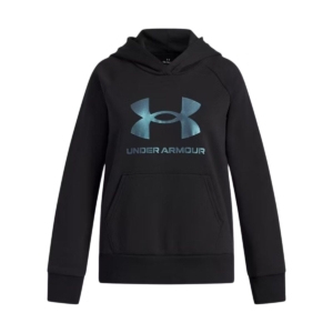 Sweatshirt med hætte til piger Under Armour Rival Flc Shimmer Hdy Sort