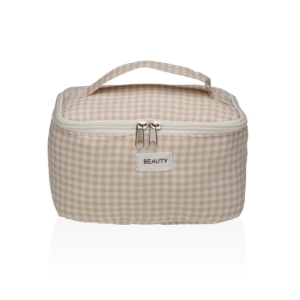 Rejsetoilettaske Versa Vichy Beige Polyester Tekstil 12 x 12 x 20 cm